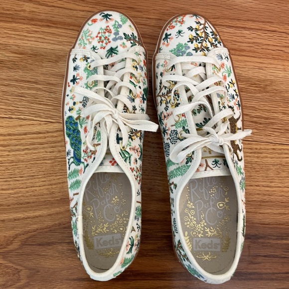 KEDS Menagerie Embroidered Triple Kick Sneaker Rifle Paper Co Women’s Size 8 1/2 - Picture 8 of 13